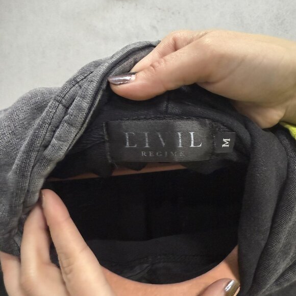 Civil Regime Hoodie Mens Medium Washed Black Ashes To Ashes Graphic Pullover - Picture 2 of 7